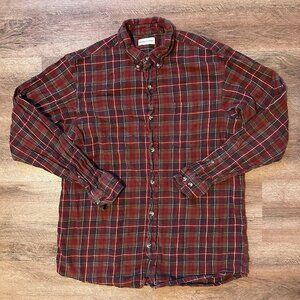 Hobbs Creek Casual Button Down Mens Large Brown Plaid Rugged Flannel Shirt